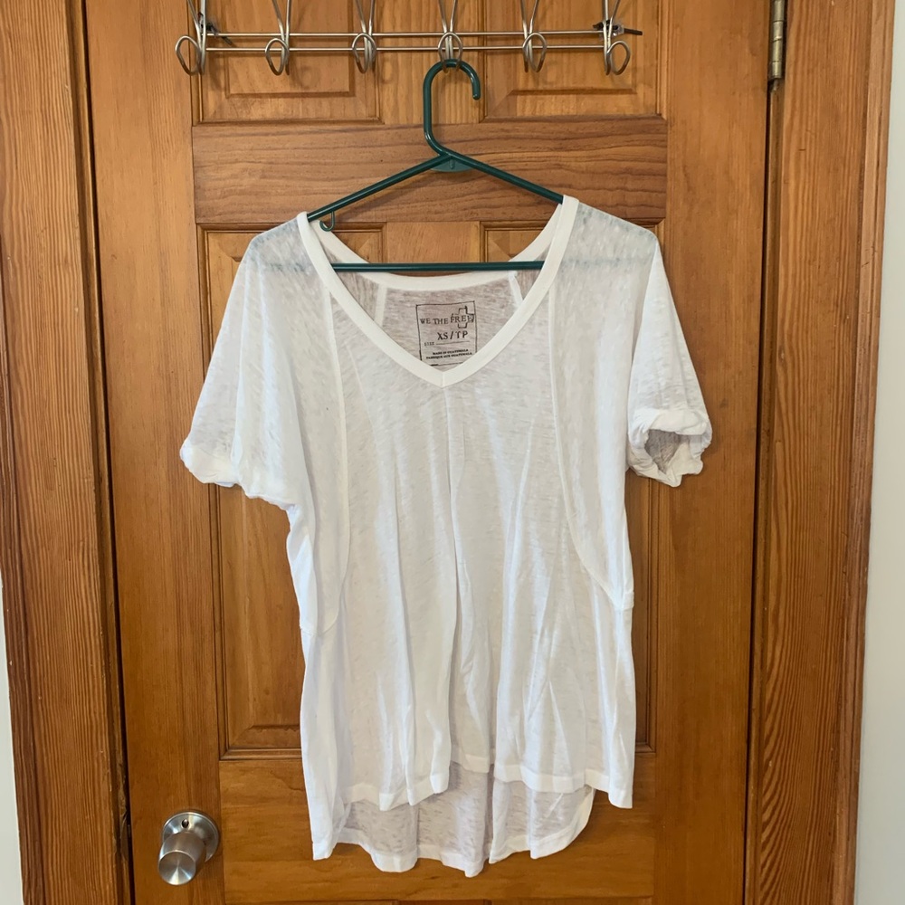 Free People White Relaxed Short Sleeve Tee